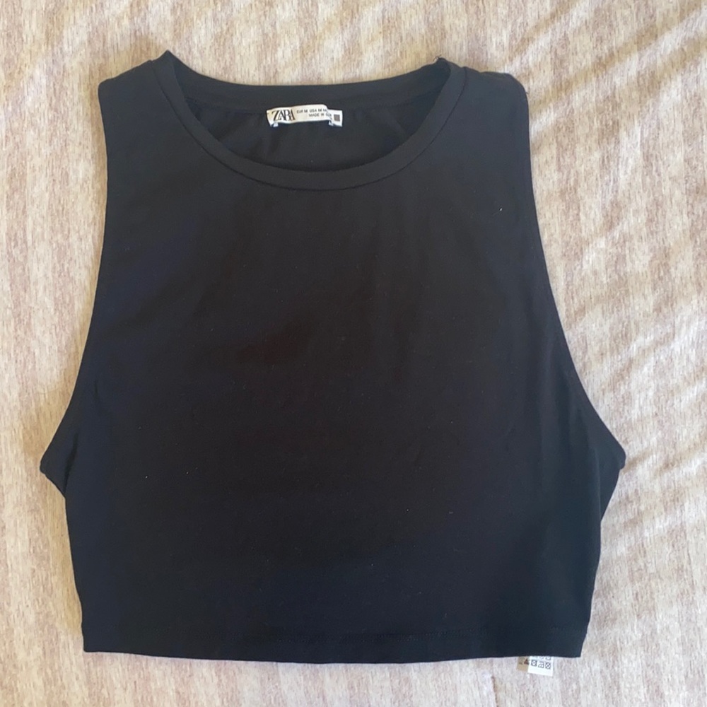 Zara cropped black tank size M